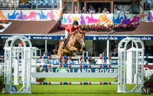 Jessica Springsteen rode Tiger Lily to a second place finish in the Anglesea Stakes at the 2016 Dublin Horse Show.