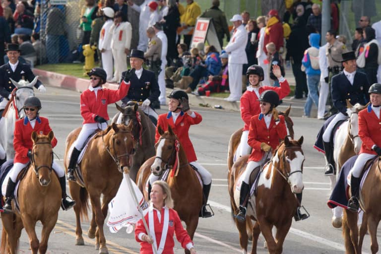 Historic Milestones 2008 - The USET Foundation is invited to participate in the Rose Bowl parade and fields a stellar group of 12 riders representing the Olympic disciplines who have won 17 Olympic medals between them.