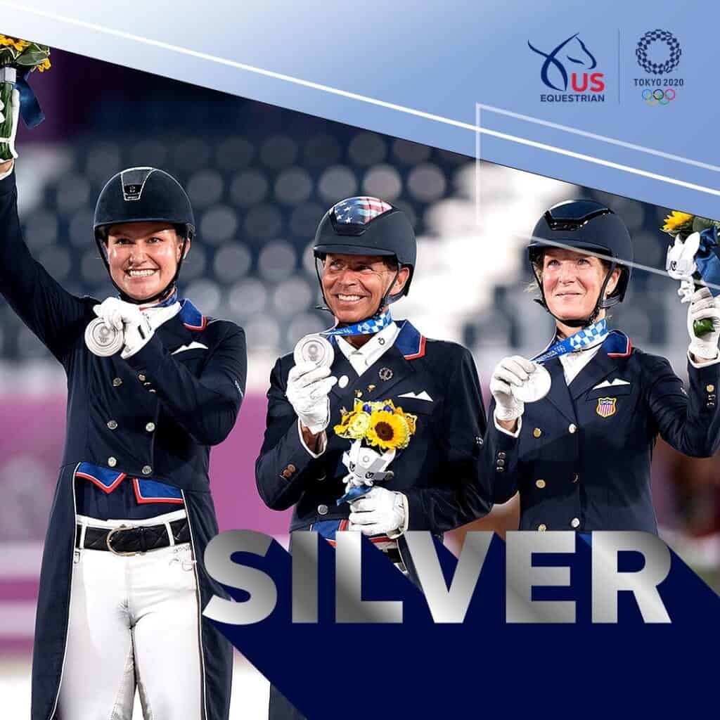 U.S. Dressage Team, Adrienne Lyle, Steffen Peters, and Sabine Schut-Kery Earn Silver Medal at Tokyo Olympics