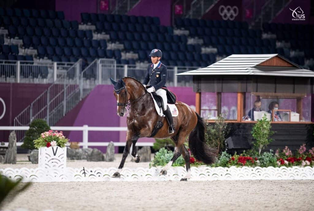 Steffen Peters and Suppenkasper in the FEI Grand Prix competition at 2020 Tokyo Olympics