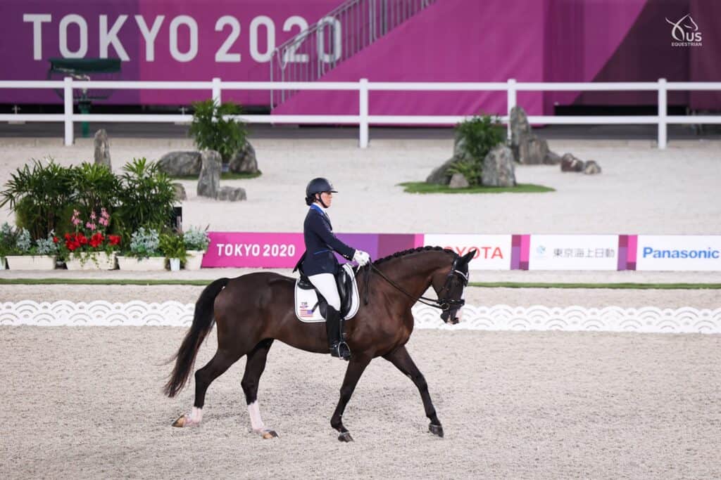 Roxanne Trunnell and Dolton in the U.S. Para Dressage Team Competition Tokyo 2020
