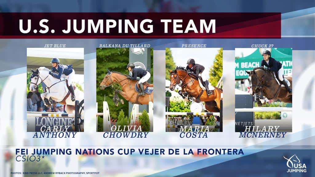 U.S. Jumping Team will compete in the FEI Jumping Nations Cup CSIO3* in Vejer de la Frontera, Spain