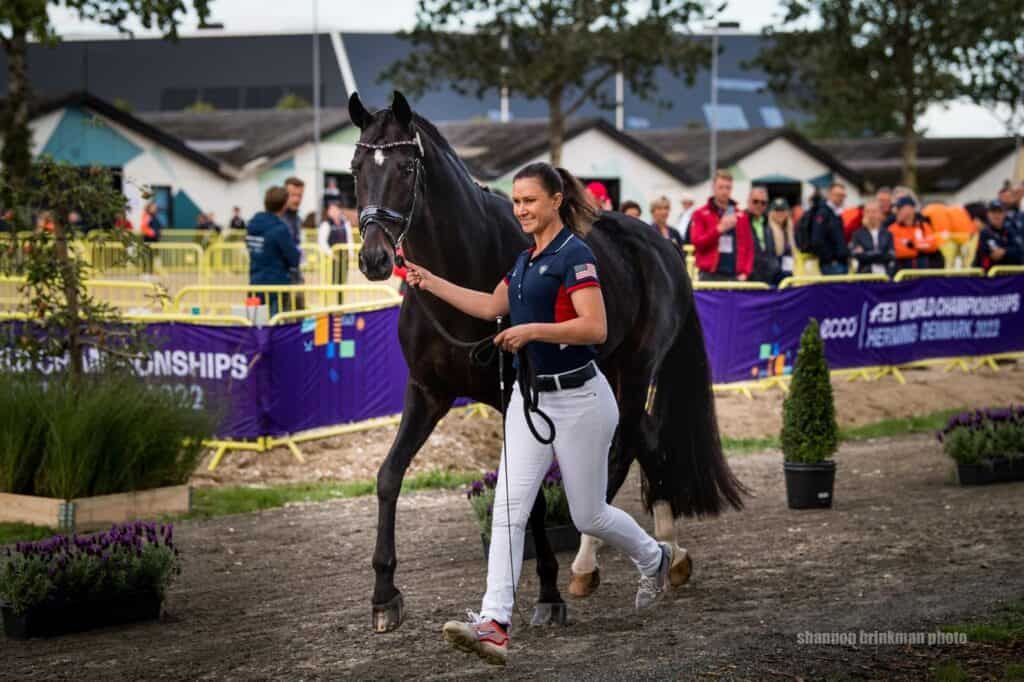 Adrienne Lyle & Salvino at the First Horse Inspection at 2022 FEI World Dressage Championships Herning