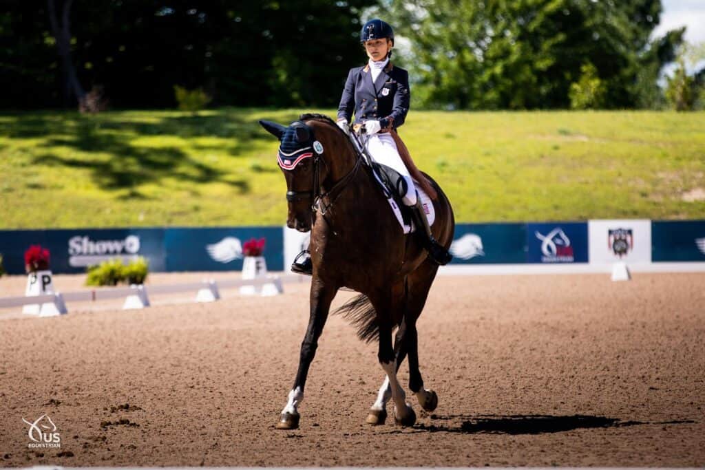 USA Young Rider Dressage Team Member Erin Nichols and Handsome Rob AF at the 2022 FEI North American Youth Championships