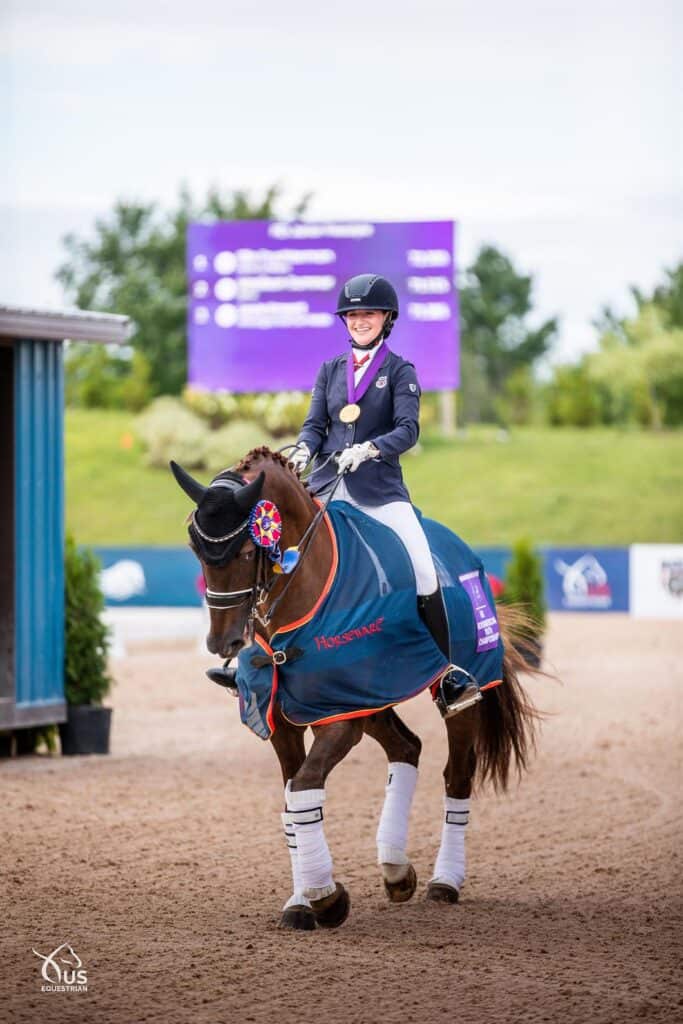 Ella Fruchterman and Holts Le'Mans Win 2022 FEI NAYC Junior Dressage Freestyle Gold