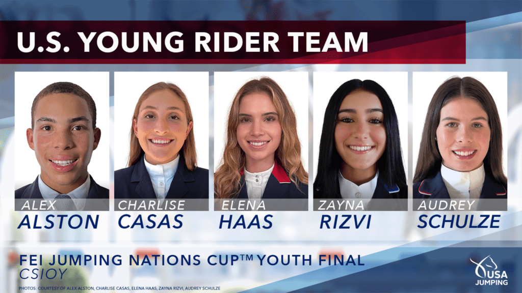 U.S. Young Rider Team for the 2022 FEI Jumping Nations Cup Youth Final CSIOY