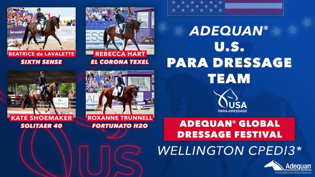 U.S. Para Dressage Team announced for Wellington CPEDI3* at 2023 Adequan® Global Dressage Festival Week 3