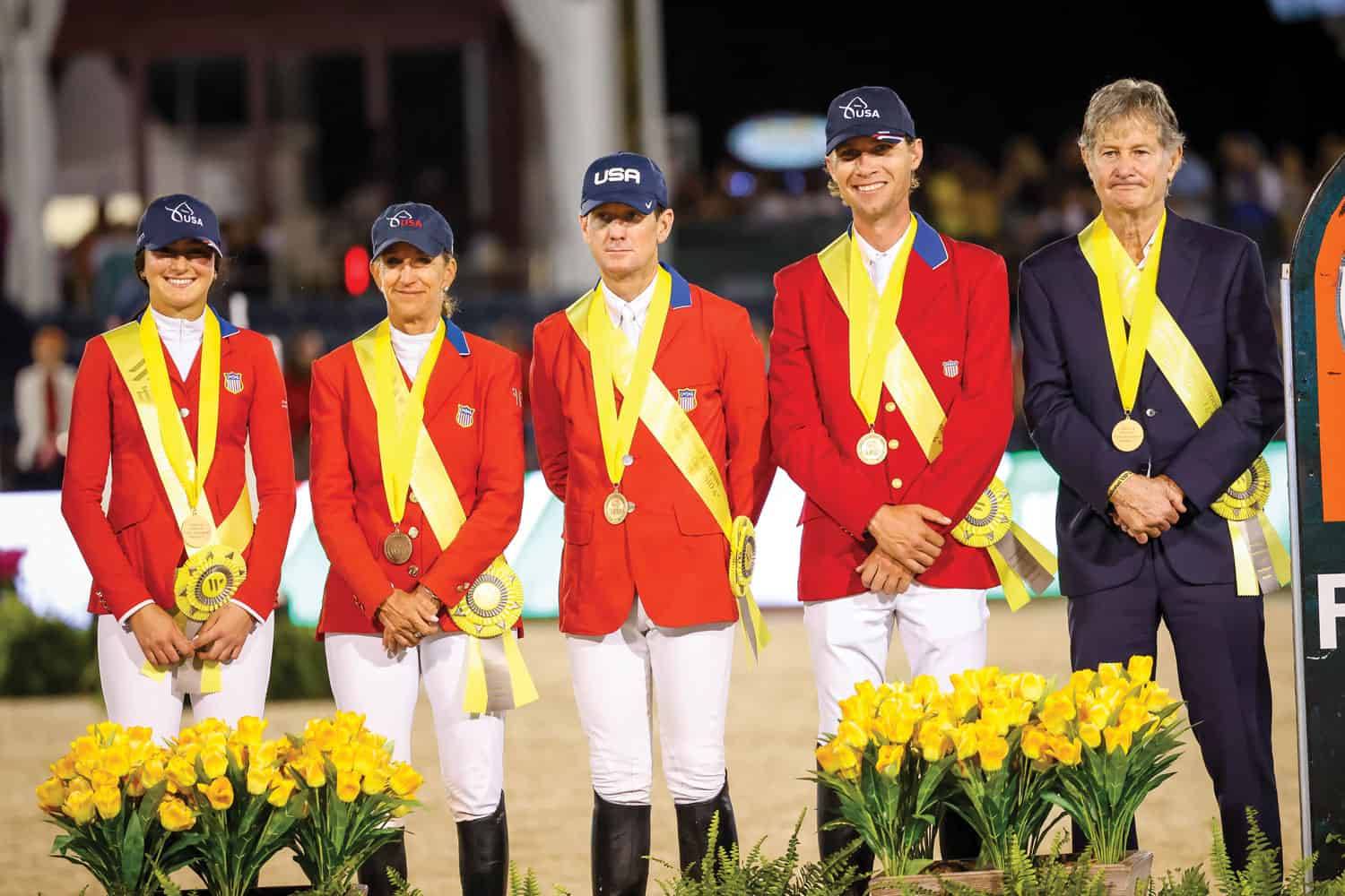 The team of Karl Cook and Caracole de la Roque; Laura Kraut and Bisquetta; Zayna Rizvi and Exquise du Pachis; and McLain Ward with Ilex had a third-place podium finish in the FEI Jumping Nations Cup™ CSIO4* presented by Florida Coast Equipment in Wellington, Florida.
