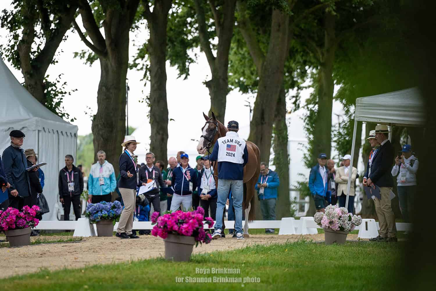 U.S. Eventing Team member Boyd Martin and Federman B at the first horse inspection for the 2024 Paris Olympic Games. Photo by Roya Brinkman for Shannon Brinkman Photo