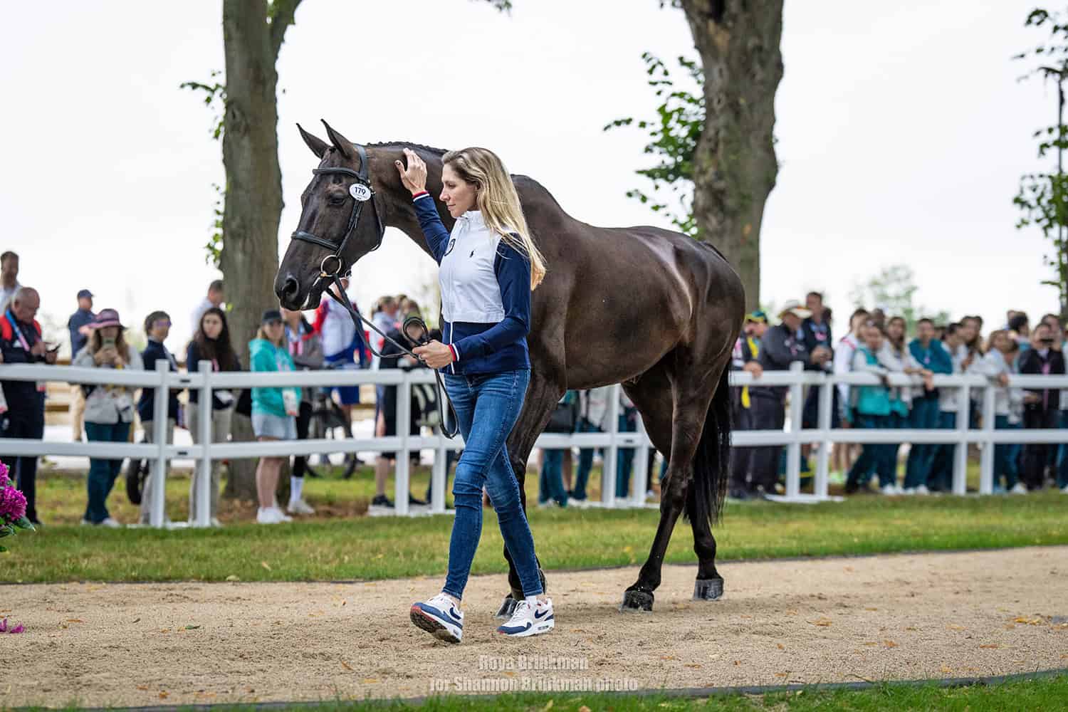 U.S. Eventing Team member Elisabeth Halliday and Cooley Nutcracker at the first horse inspection for the 2024 Paris Olympic Games. Photo by Roya Brinkman for Shannon Brinkman Photo