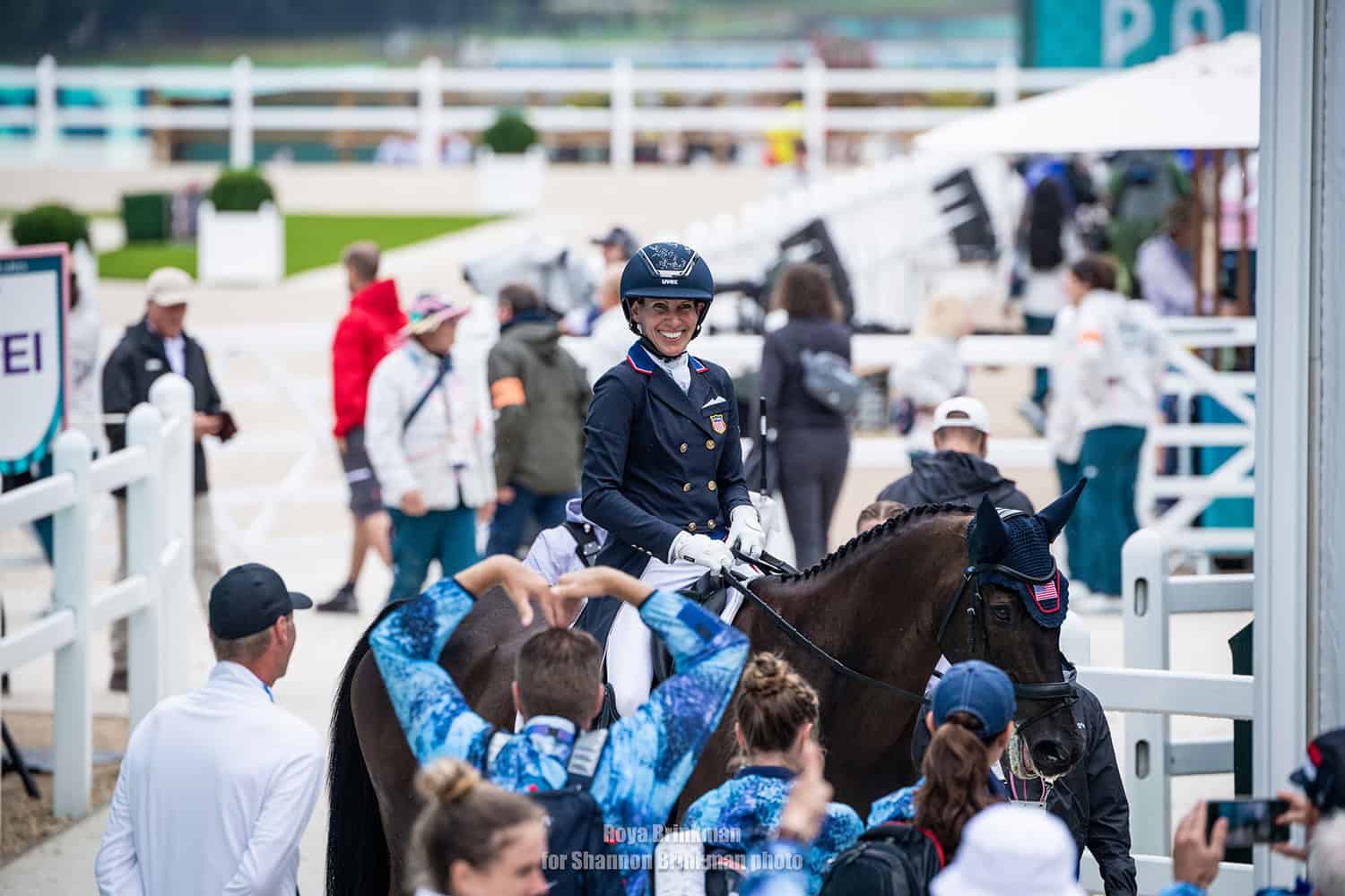 U.S. Eventing Team member Elisabeth Halliday and Cooley Nutcracker in the dressage phase at the 2024 Paris Olympic Games. Photo Shannon Brinkman