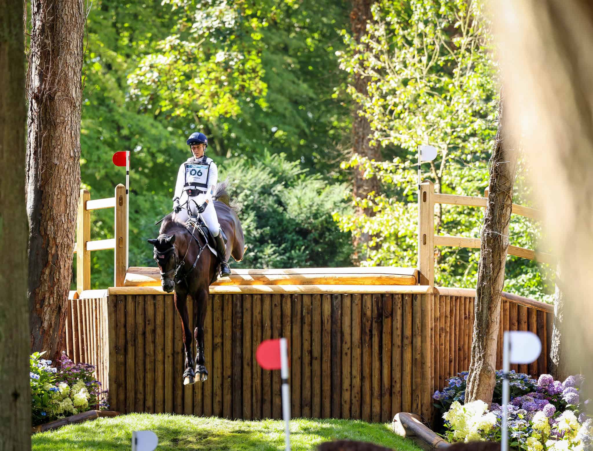 U.S. Eventing Team member Caroline Pamukcu and HSH Blake on the cross country course at the 2024 Paris Olympic Games. Photo US Equestrian