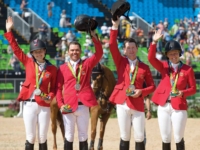 U.S. Jumping Team Silver Medalists Lucy Davis, Kent Farrington, McLain Ward, and Beezie Madden at the 2016 Rio Olympic Games. Photo by Cealy Tetley U.S. Jumping Team Silver Medalists Lucy Davis, Kent Farrington, McLain Ward, and Beezie Madden at the 2016 Rio Olympic Games. Photo by Cealy Tetley