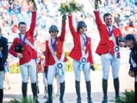 U.S. Jumping Team Gold Medalists Laura Kraut, Devin Ryan, Adrienne Sternlicht, and McLain Ward at the 2018 Tryon World Equestrian Games. Photo by Shannon Brinkman U.S. Jumping Team Gold Medalists Laura Kraut, Devin Ryan, Adrienne Sternlicht, and McLain Ward at the 2018 Tryon World Equestrian Games. Photo by Shannon Brinkman