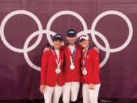 U.S. Jumping Team Silver Medalists Laura Kraut, Jessica Springsteen, and McLain Ward at the 2020 Tokyo Olympic Games. Photo by Shannon Brinkman U.S. Jumping Team Silver Medalists Laura Kraut, Jessica Springsteen, and McLain Ward at the 2020 Tokyo Olympic Games. Photo by Shannon Brinkman