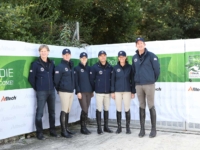 U.S. Jumping Team Bronze Medalists, Chef d'Equipe Robert Ridland, McLain Ward, Lucy Davis, Kent Farrington, Beezie Madden, and Traveling Reserve Charlie Jayne at the 2014 Normandy World Equestrian Games. Photo by Susan J. Stickle U.S. Jumping Team Bronze Medalists, Chef d'Equipe Robert Ridland, McLain Ward, Lucy Davis, Kent Farrington, Beezie Madden, and Traveling Reserve Charlie Jayne at the 2014 Normandy World Equestrian Games. Photo by Susan J. Stickle