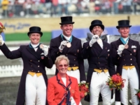 U.S. Dressage Team Bronze Medalists Susan Blinks, Guenter Seidel, Robert Dover, and Christine Traurig at the 2000 Sydney Olympics, AUS. Photo by Karl Leck U.S. Dressage Team Bronze Medalists Susan Blinks, Guenter Seidel, Robert Dover, and Christine Traurig at the 2000 Sydney Olympics, AUS. Photo by Karl Leck