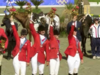 U.S. Eventing Team Bronze Medalists Nina Fout, David O’Connor, Karen O’Connor, and Linden Wiesman at the 2000 Sydney Olympics, AUS. Photo by USET Archive U.S. Eventing Team Bronze Medalists Nina Fout, David O’Connor, Karen O’Connor, and Linden Wiesman at the 2000 Sydney Olympics, AUS. Photo by USET Archive