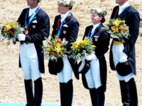 U.S. Dressage Team Bronze Medalists Robert Dover, Lisa Wilcox, Debbie McDonald, and Guenter Seidel at the 2004 Athens Olympic Games. Photo © 2004 by Nancy Jaffer U.S. Dressage Team Bronze Medalists Robert Dover, Lisa Wilcox, Debbie McDonald, and Guenter Seidel at the 2004 Athens Olympic Games. Photo by Nancy Jaffer