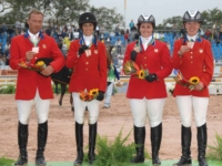 U.S. Jumping Team Bronze Medalists Todd Minikus, Laura Chapot, Cara Raether, and Lauren Hough at the 2007 Rio de Janeiro Pan American Games. Photo by Diana De Rosa U.S. Jumping Team Bronze Medalists Todd Minikus, Laura Chapot, Cara Raether, and Lauren Hough at the 2007 Rio de Janeiro Pan American Games. Photo by Diana De Rosa