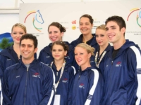 U.S. Vaulting Team Silver Medalists (back row) Rosalind “Rosey” Ross, Megan Benjamin, FAME Team Longeur Dr. Silke Bartel, Annalise Van Vranken, Blake Dahlgren; (front row) Devon Maitozo, Elizabeth Ioannou, and Katie Ritchie at the 2006 Aachen World Equestrian Games. Photo by Peter Llewellyn for PMG Pictures U.S. Vaulting Team Silver Medalists (back row) Rosalind “Rosey” Ross, Megan Benjamin, FAME Team Longeur Dr. Silke Bartel, Annalise Van Vranken, Blake Dahlgren; (front row) Devon Maitozo, Elizabeth Ioannou, and Katie Ritchie at the 2006 Aachen World Equestrian Games. Photo by Peter Llewellyn for PMG Pictures