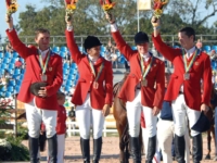U.S. Eventing Team Gold Medalists Phillip Dutton, Gina Miles, Karen O’Connor, and Stephen Bradley at the 2007 Rio de Janeiro Pan American Games. Photo by Diana De Rosa U.S. Eventing Team Gold Medalists Phillip Dutton, Gina Miles, Karen O’Connor, and Stephen Bradley at the 2007 Rio de Janeiro Pan American Games. Photo by Diana De Rosa