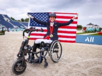 U.S. Team and Individual Gold Medalist (Individual Event Grade II and Freestyle Event Grade II) Fiona Howard at the 2024 Paralympics in Paris, France. Photo by Devyn Trethewey/US Equestrian U.S. Team and Individual Gold Medalist (Individual Event Grade II and Freestyle Event Grade II) Fiona Howard riding Diamond Dunes at the 2024 Paralympics in Paris, France